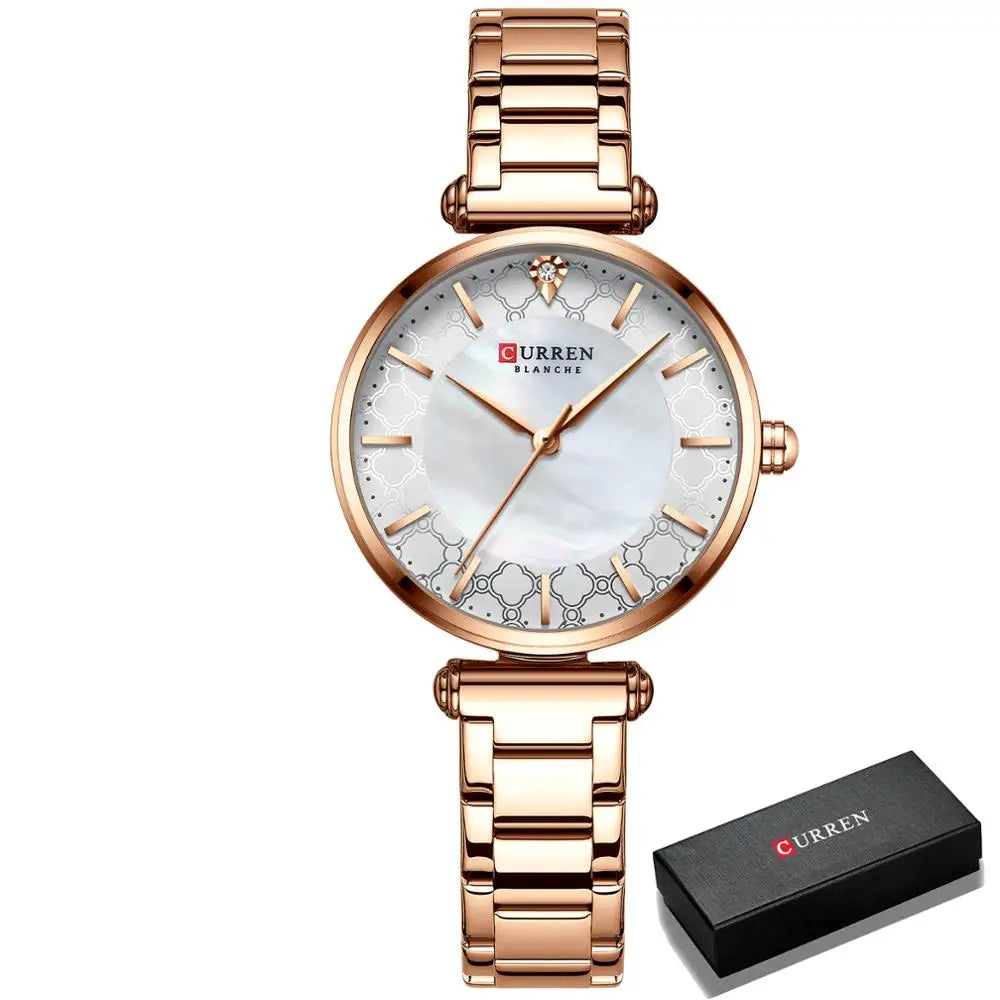 Watches Women CURREN Top Brand Fashion Thin Quartz Wristwatch with Charming Stainless Steel Bracelet часы женские наручные - Sun Studio