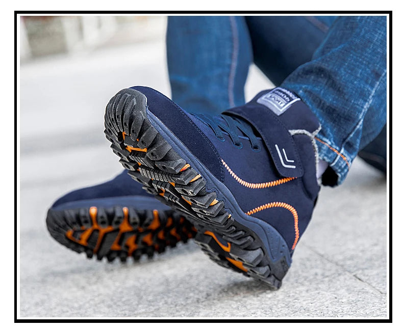 Brand Winter Men Suede Work Shoes Fur Warm Ankle Boots Outdoor Non-slip Men's Boots Men Waterproof Snow Boots Big Size 36-48 - Sun Studio