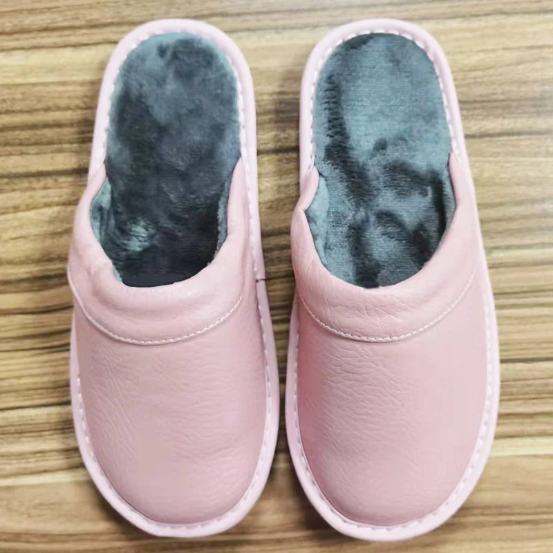 Classic PU Leather Slippers Male Indoor Unisex Shoes Men 2021 Fashion Man Leather Shoes Home Slippers Waterproof Man House Shoes - Sun Studio
