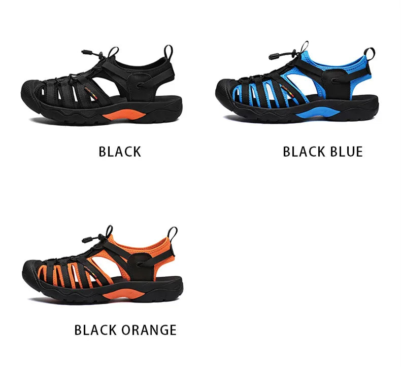 New Summer Genuine Leather Men Sandals Fashion Design Breathable Casual Shoes Men Soft Bottom Outdoor Beach Sandals Big Size 48 - Sun Studio