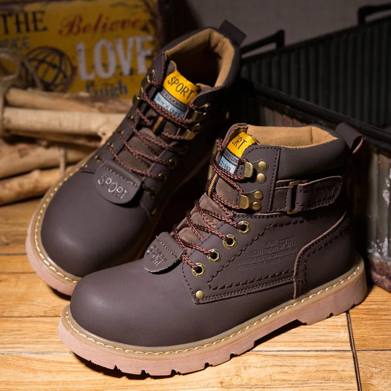 Genuine Leather Men's Winter Spring Ankle Treking Military Snow Yellow Tactical Boots Outdoor Footwear for Women Men Work Shoes