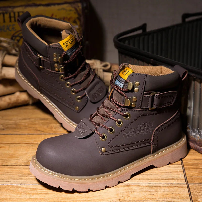 Genuine Leather Men's Winter Spring Ankle Treking Military Snow Yellow Tactical Boots Outdoor Footwear for Women Men Work Shoes