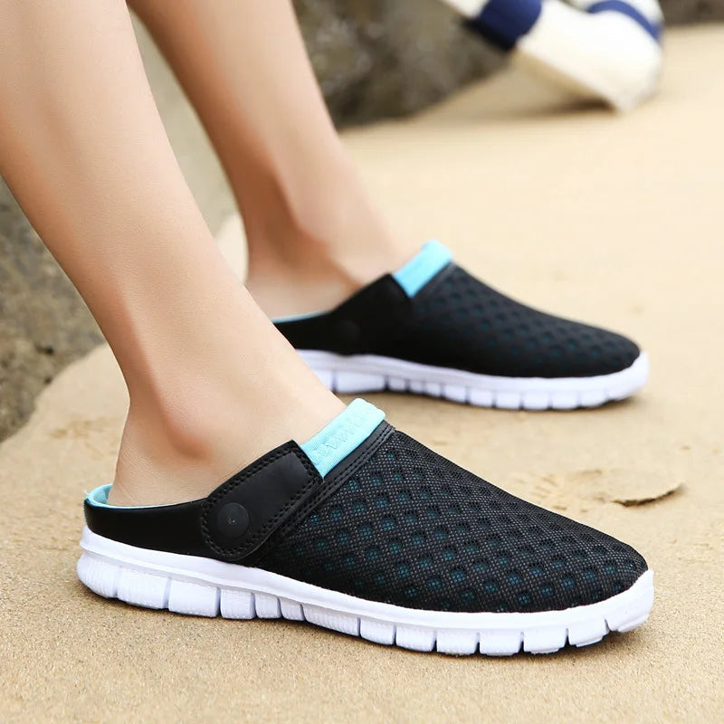 Plus Size 36-46 Mens Sandals Summer Garden Shoes Mesh Slippers Soft Bottom Beach Clogs Womens Slip-On Solid Breathable Zapatos 3 - Sun Studio