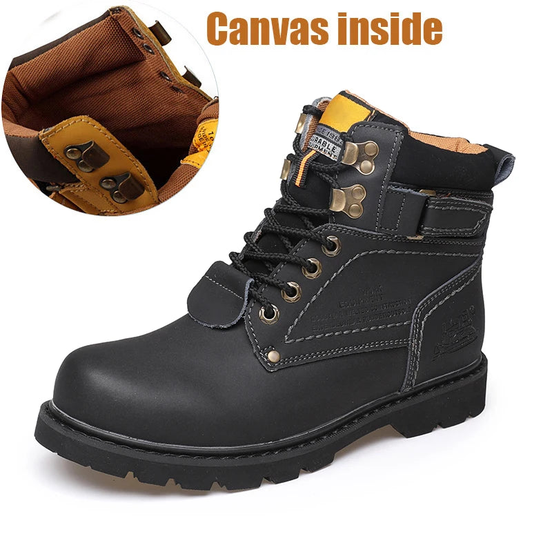Genuine Leather Men's Winter Spring Ankle Treking Military Snow Yellow Tactical Boots Outdoor Footwear for Women Men Work Shoes