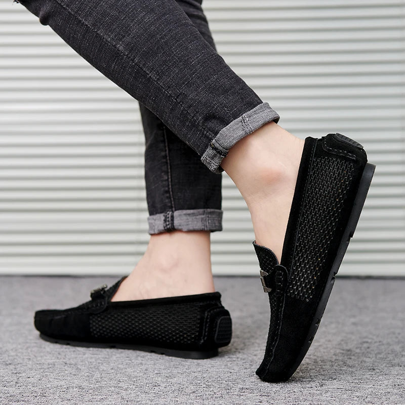 Size 38-45 Breathable Suede Leather Loafers Men Hot Sale Flat Men's Shoes Classic Driving Shoes Fashion Casual Summer Moccasins - Sun Studio