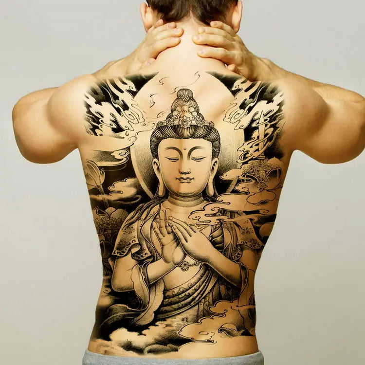 temporary tattoo stickers new designs skull Witch evil black waterproof temporary flash tattoos full back chest for men women - Sun Studio