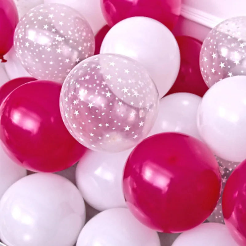 20pcs 12 inch Latex Balloon Set Star Clear Pink Gold Balloons Wedding Decoration Baby Shower Birthday Party Supplies Home Decor - Sun Studio
