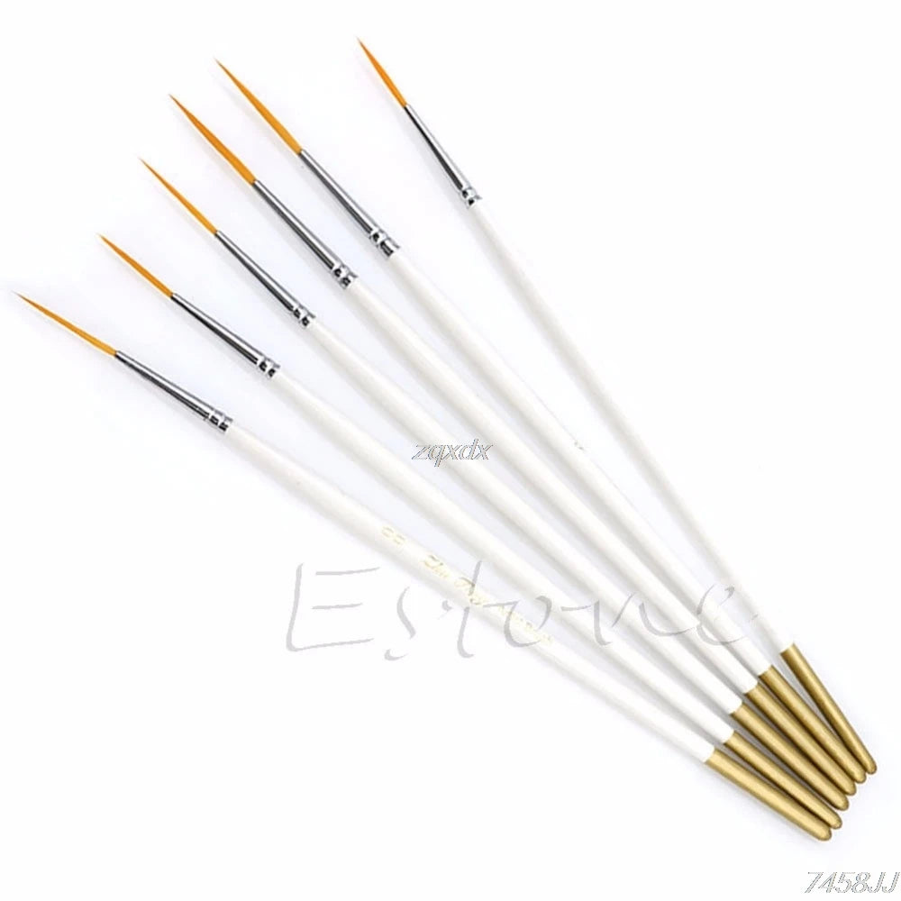 Hot 6Pcs/Set Nylon Hair Round Paint Brush Hook Line Pen Artist Draw Painting Craft Whosale&Dropship - Sun Studio