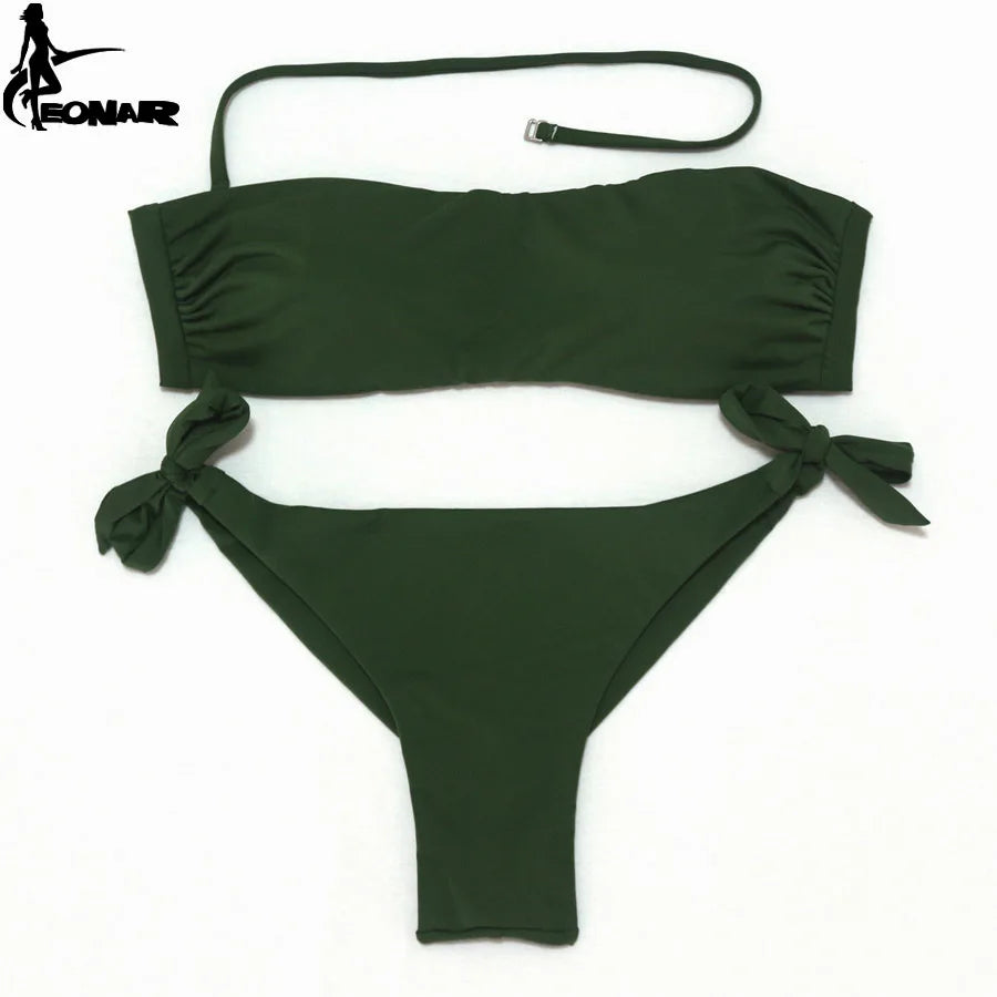 EONAR Bikini 2025 Solid Women Swimsuit  Brazilian Cut Bottom Bikini Set Push Up Swimwear Femme Bathing Suits Sport Beach Wear - Sun Studio