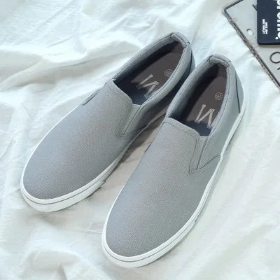 Shenxuanny New  Korean canvas shoes men's slip-on shoes white summer breathable casual shoes trend student sports shoes