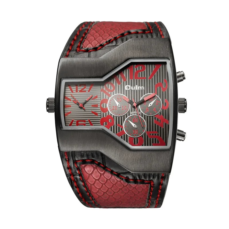 Oulm Top Luxury Brand Men Quartz Watches Double Time Show Snake Band Casual Male Sports Watches Clock Hours relogio masculino - Sun Studio