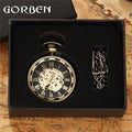 Vintage Watch Necklace Steampunk Skeleton Mechanical Fob Chain Pocket Watches Roman Number Clock Pendant Hand-winding Men Women - Sun Studio