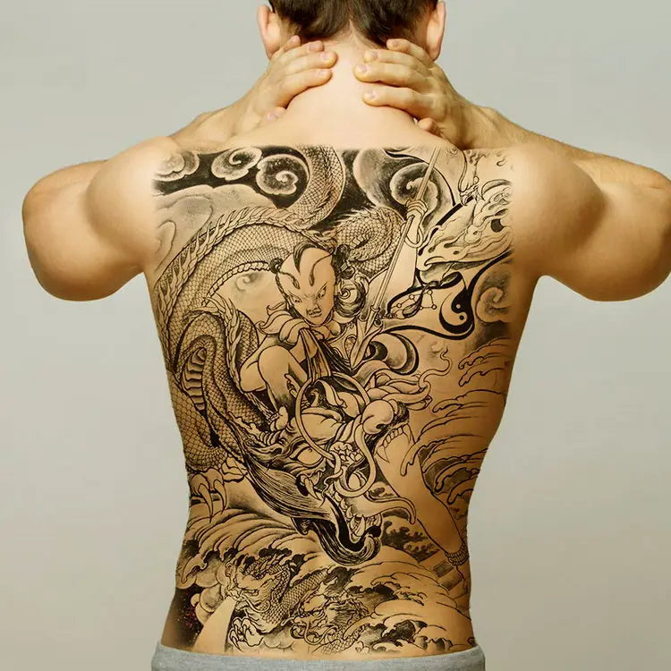 temporary tattoo stickers new designs skull Witch evil black waterproof temporary flash tattoos full back chest for men women - Sun Studio