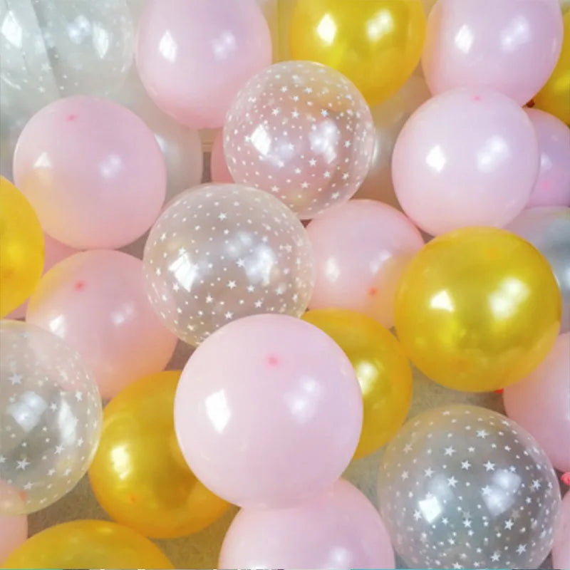 20pcs 12 inch Latex Balloon Set Star Clear Pink Gold Balloons Wedding Decoration Baby Shower Birthday Party Supplies Home Decor - Sun Studio