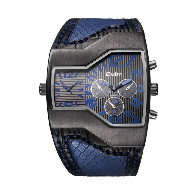Oulm Top Luxury Brand Men Quartz Watches Double Time Show Snake Band Casual Male Sports Watches Clock Hours relogio masculino - Sun Studio