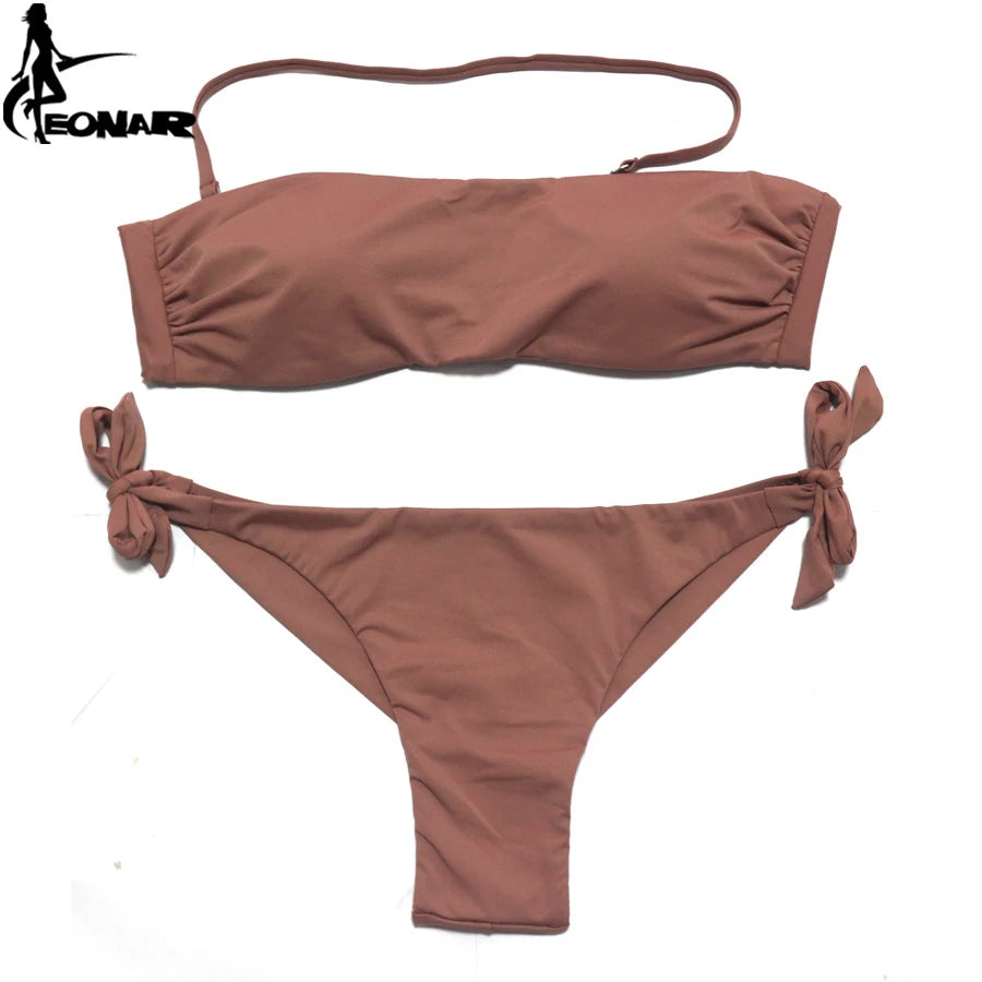 EONAR Bikini 2025 Solid Women Swimsuit  Brazilian Cut Bottom Bikini Set Push Up Swimwear Femme Bathing Suits Sport Beach Wear - Sun Studio