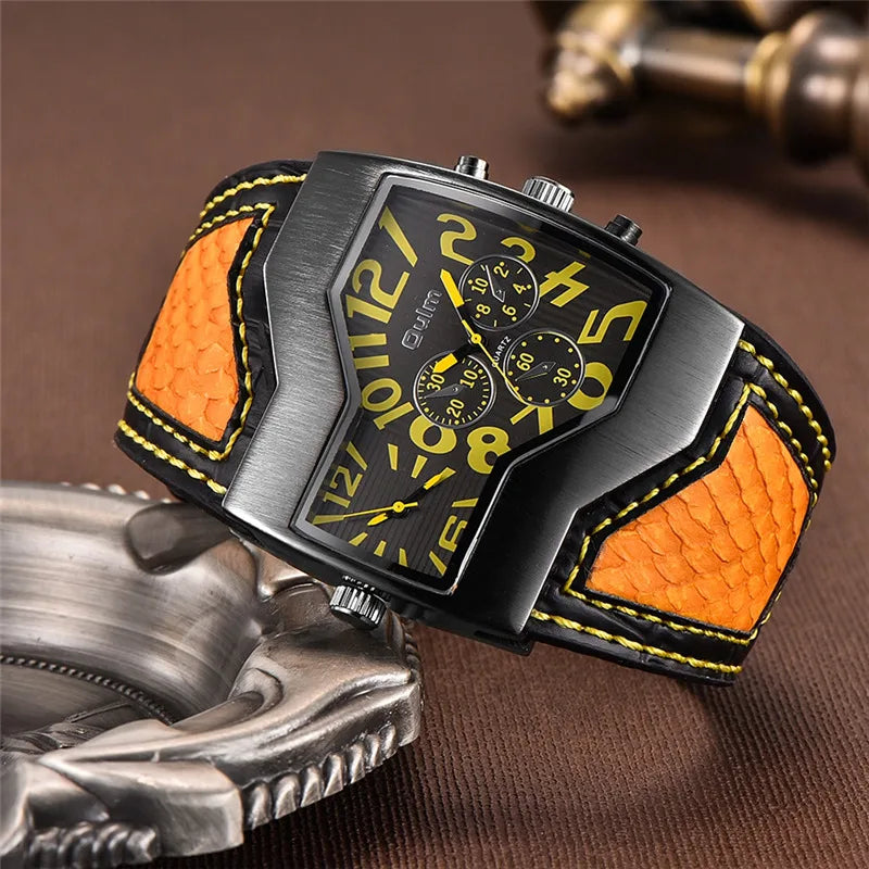 Oulm HP1220 Quartz Watch Male Outdoor Sport Wristwatches Two Time Zone Mens Designer Watches Top Luxury Brand Men Watch - Sun Studio