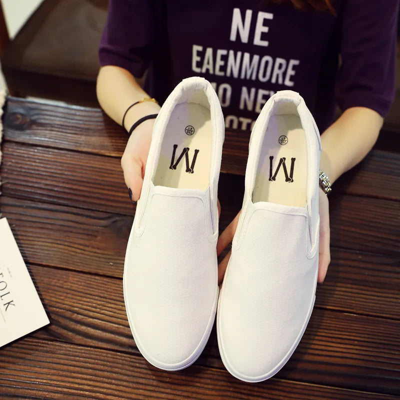 Shenxuanny New  Korean canvas shoes men's slip-on shoes white summer breathable casual shoes trend student sports shoes - Sun Studio