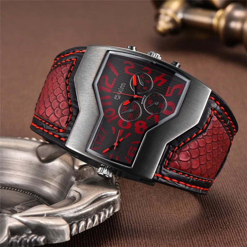 Oulm HP1220 Quartz Watch Male Outdoor Sport Wristwatches Two Time Zone Mens Designer Watches Top Luxury Brand Men Watch - Sun Studio
