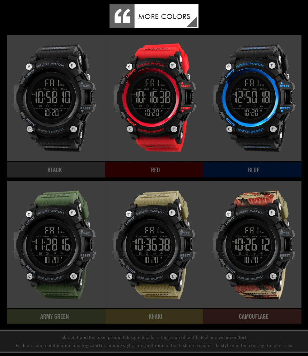 SKMEI Shockproof 2 Time Sport Watch Stopwatch Count Down Mens Digital Watches Waterproof Soft Clock For Male reloj hombre 1384 - Sun Studio