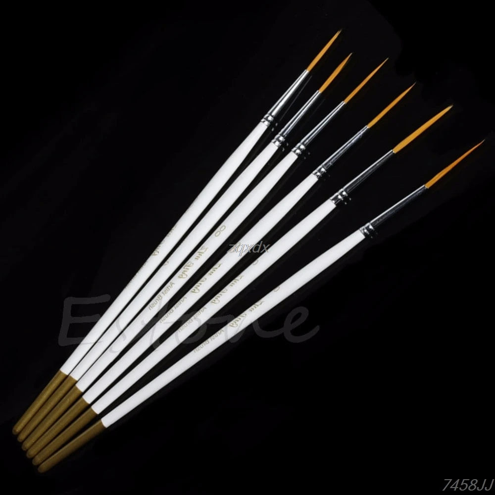 Hot 6Pcs/Set Nylon Hair Round Paint Brush Hook Line Pen Artist Draw Painting Craft Whosale&Dropship - Sun Studio