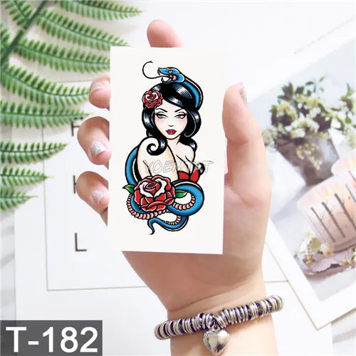 3D Temporary Tattoo Animal Blue Tiger Snake Moth For Boy Girl Children Tattoo Sticker Kids Watercolor Tatto Arm Art - Sun Studio