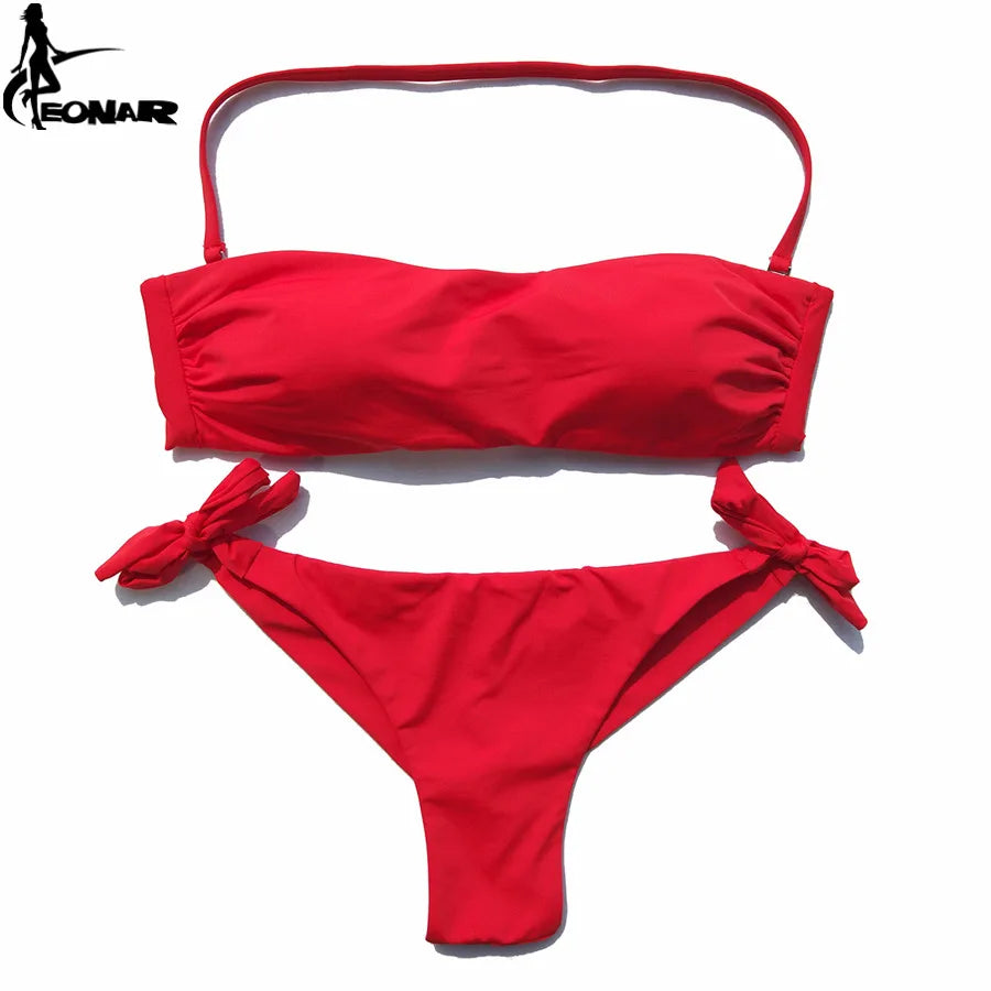 EONAR Bikini 2025 Solid Women Swimsuit  Brazilian Cut Bottom Bikini Set Push Up Swimwear Femme Bathing Suits Sport Beach Wear - Sun Studio
