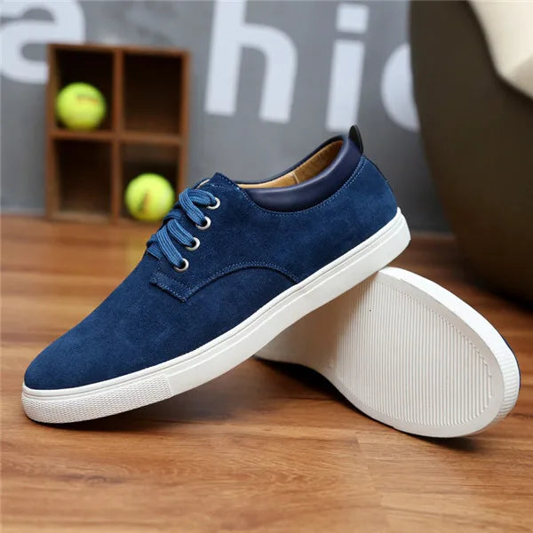 2023 New Fashion Suede Men Flats Shoes Canvas Shoes Male Leather Casual Breathable Shoes Lace-Up Flats For Students Large Size - Sun Studio