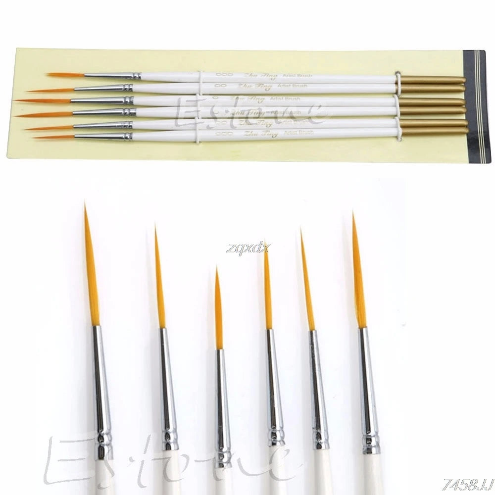Hot 6Pcs/Set Nylon Hair Round Paint Brush Hook Line Pen Artist Draw Painting Craft Whosale&Dropship - Sun Studio
