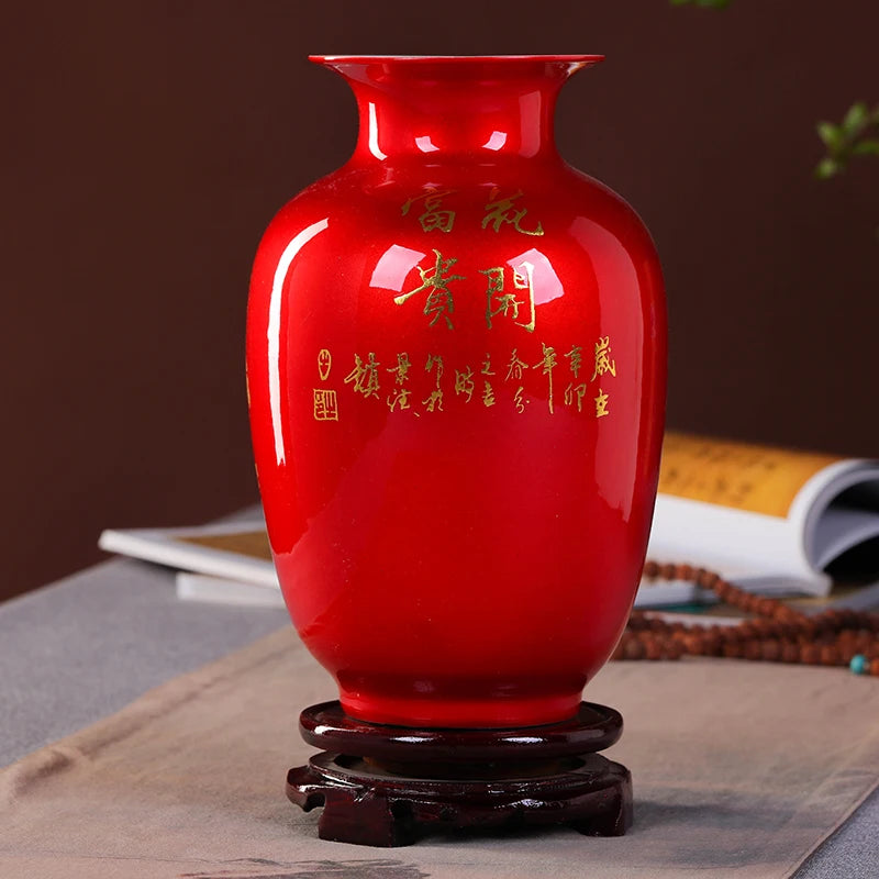 New Chinese Style Vase Jingdezhen Classical Porcelain Crystal Glaze Flower Vase Home Decor Handmade Shining Famille Rose Vases - Sun Studio