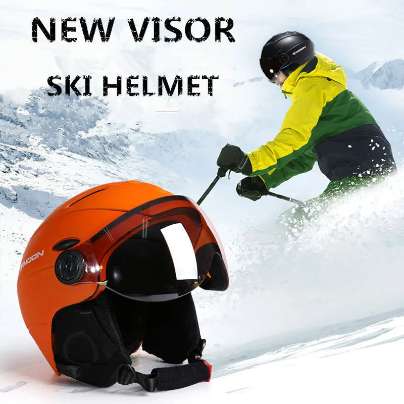 MOON Professional Half-covered Ski Helmet Integrally-molded Sports man women snow Skiing Snowboard Helmets  with Goggles cover - Sun Studio