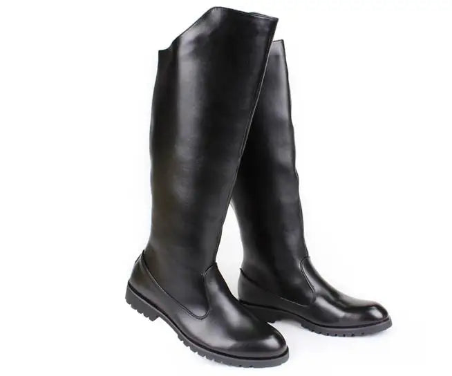 Men British Honour Guard Motorcycle Riding Equestrian Mens Boots Knee High Casual Zipper Cowboy Leather stage boots size 37 46 - Sun Studio