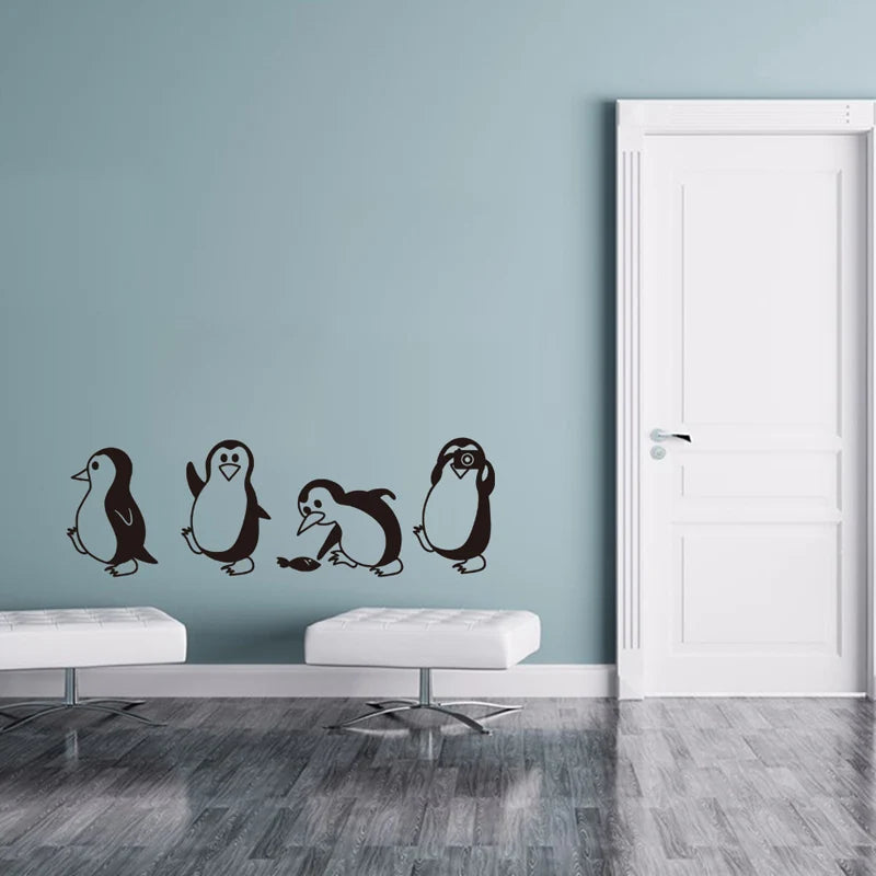 Cute Little Penguin Wall Sticker Home Decor Children's Room Living Room Background Decoration Mural Art Decals Animal Stickers - Sun Studio