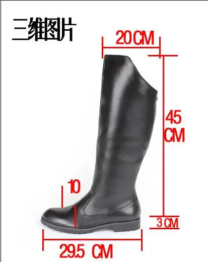 Men British Honour Guard Motorcycle Riding Equestrian Mens Boots Knee High Casual Zipper Cowboy Leather stage boots size 37 46 - Sun Studio