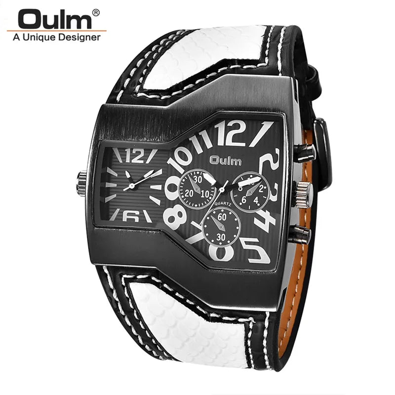 Oulm HP1220 Quartz Watch Male Outdoor Sport Wristwatches Two Time Zone Mens Designer Watches Top Luxury Brand Men Watch - Sun Studio