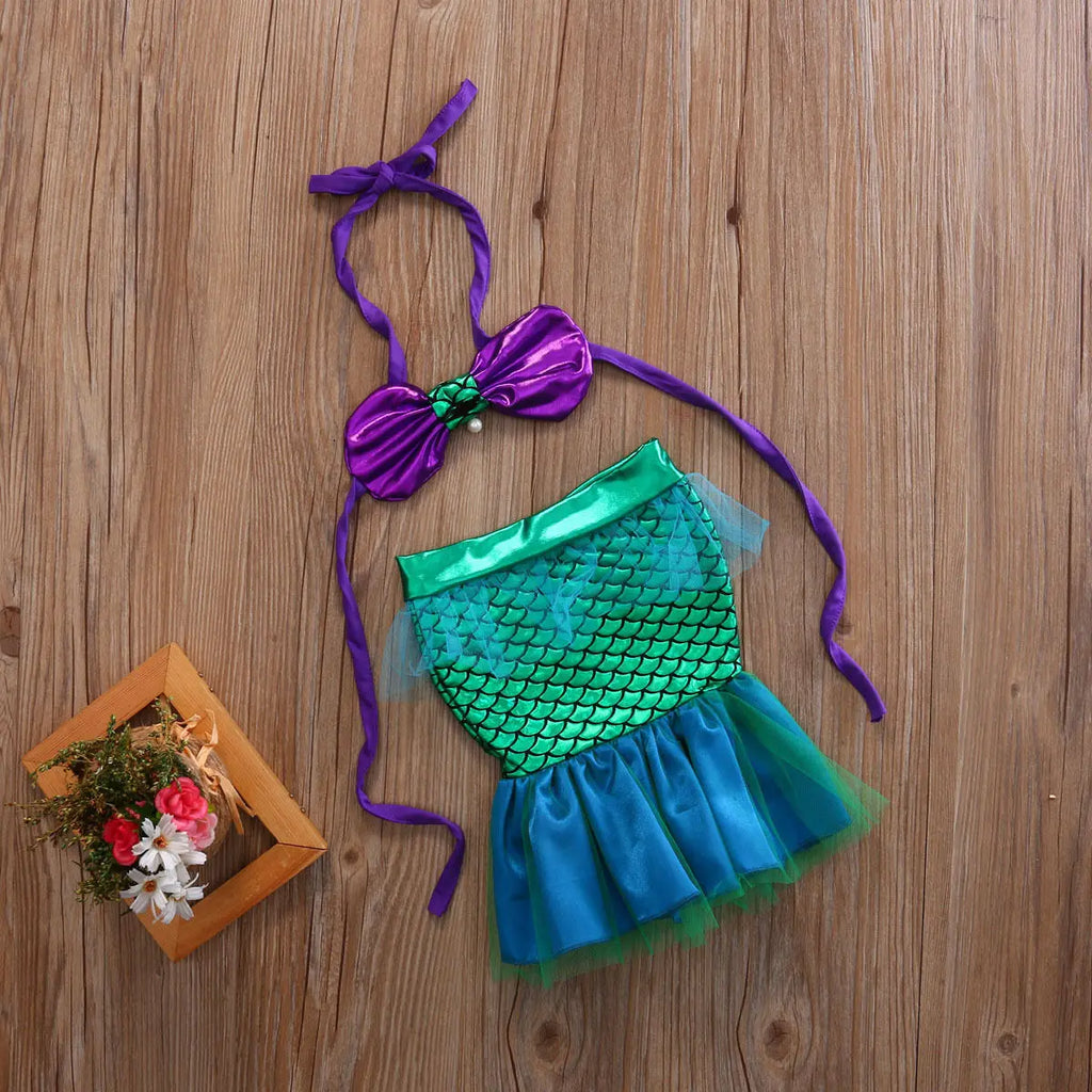 2022 Baby Summer Clothing Newborn Infant Baby Girls Baby Girls Chiffon Scales Set Costume Bikini Swimwear Swimsuit Outfits Dress - Sun Studio