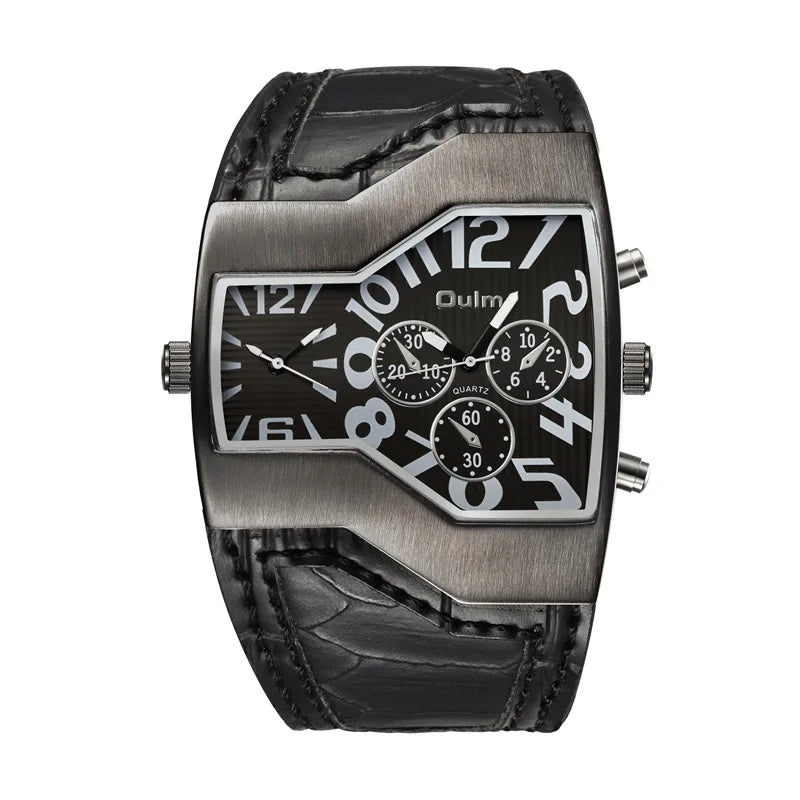 Oulm Top Luxury Brand Men Quartz Watches Double Time Show Snake Band Casual Male Sports Watches Clock Hours relogio masculino - Sun Studio