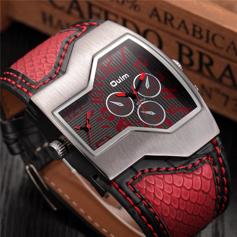 Oulm Top Luxury Brand Men Quartz Watches Double Time Show Snake Band Casual Male Sports Watches Clock Hours relogio masculino - Sun Studio