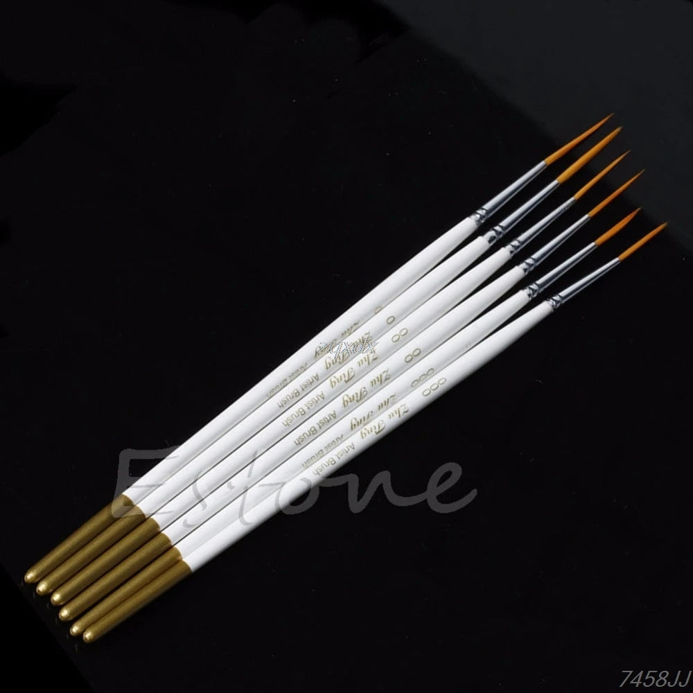 Hot 6Pcs/Set Nylon Hair Round Paint Brush Hook Line Pen Artist Draw Painting Craft Whosale&Dropship - Sun Studio