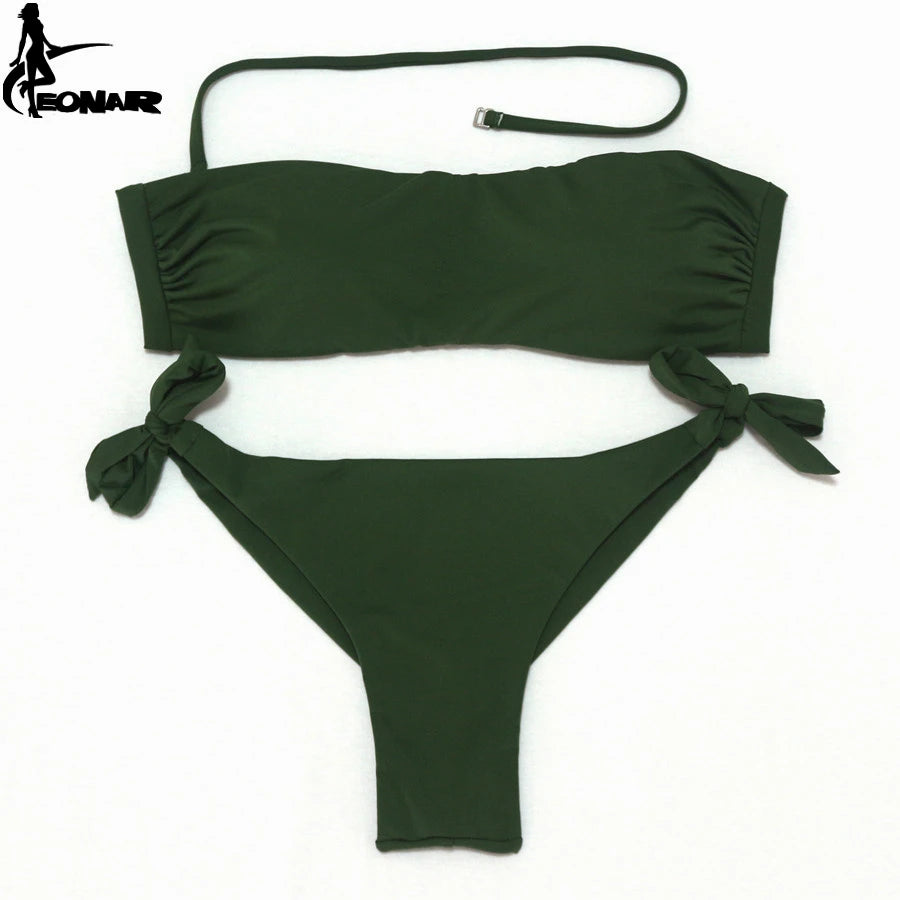 EONAR Bikini 2025 Solid Women Swimsuit  Brazilian Cut Bottom Bikini Set Push Up Swimwear Femme Bathing Suits Sport Beach Wear - Sun Studio