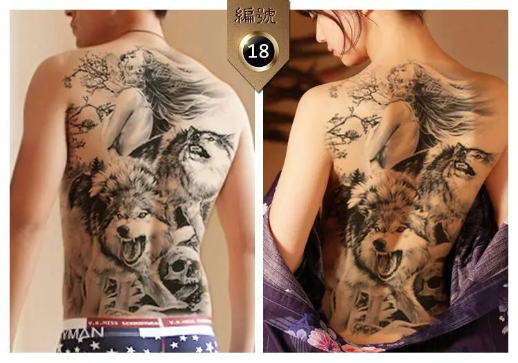 temporary tattoo stickers new designs skull Witch evil black waterproof temporary flash tattoos full back chest for men women - Sun Studio