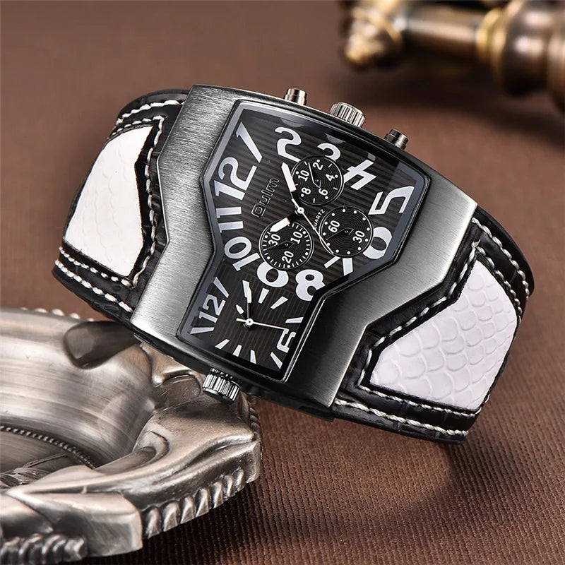 Oulm HP1220 Quartz Watch Male Outdoor Sport Wristwatches Two Time Zone Mens Designer Watches Top Luxury Brand Men Watch - Sun Studio