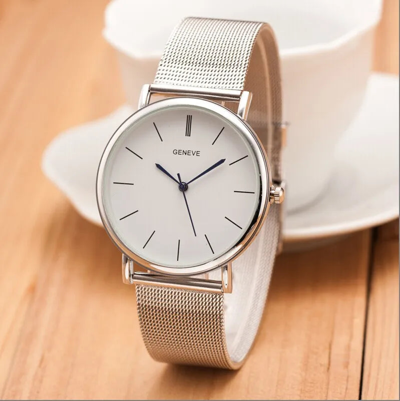 2025 New Famous Brand Silver Casual Geneva Quartz Watch Women Metal Mesh Stainless Steel Dress Watches Relogio Feminino Clock - Sun Studio