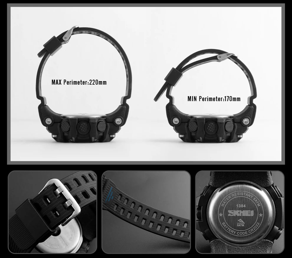 SKMEI Shockproof 2 Time Sport Watch Stopwatch Count Down Mens Digital Watches Waterproof Soft Clock For Male reloj hombre 1384 - Sun Studio