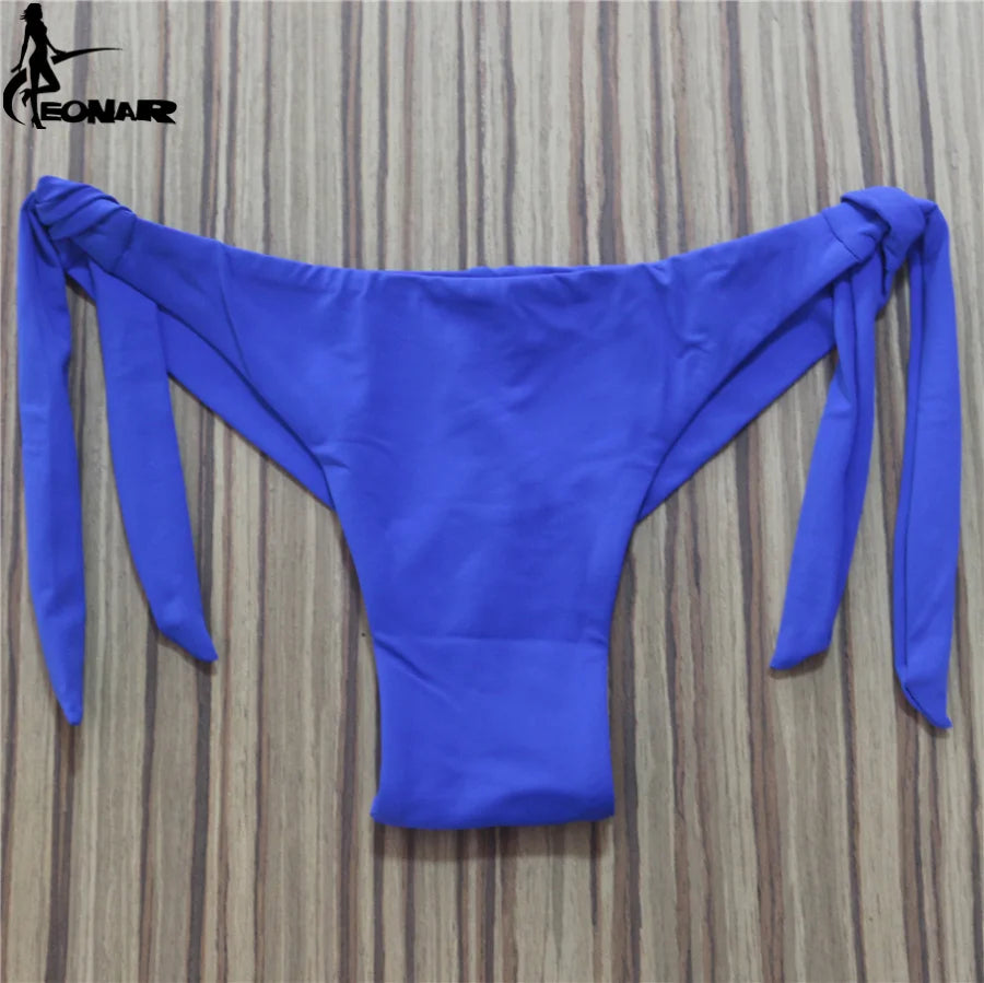Sexy Solid Thong Bikini Brazilian Cut Swimwear Women Bottom Adjustable Briefs Swimsuit Panties Underwear Thong Bathing Suit - Sun Studio
