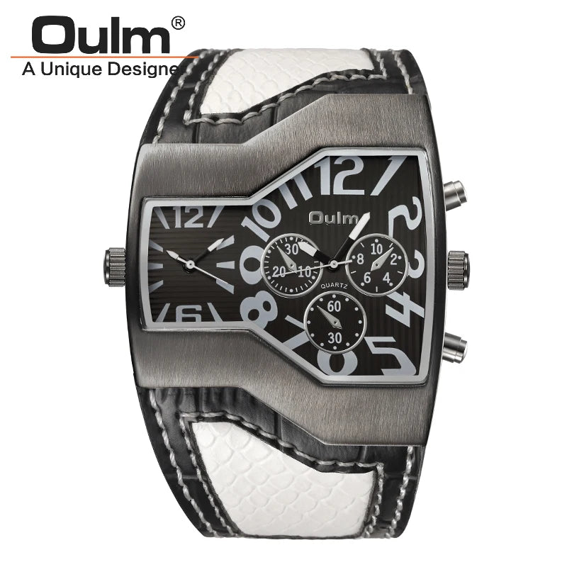 Oulm Top Luxury Brand Men Quartz Watches Double Time Show Snake Band Casual Male Sports Watches Clock Hours relogio masculino - Sun Studio