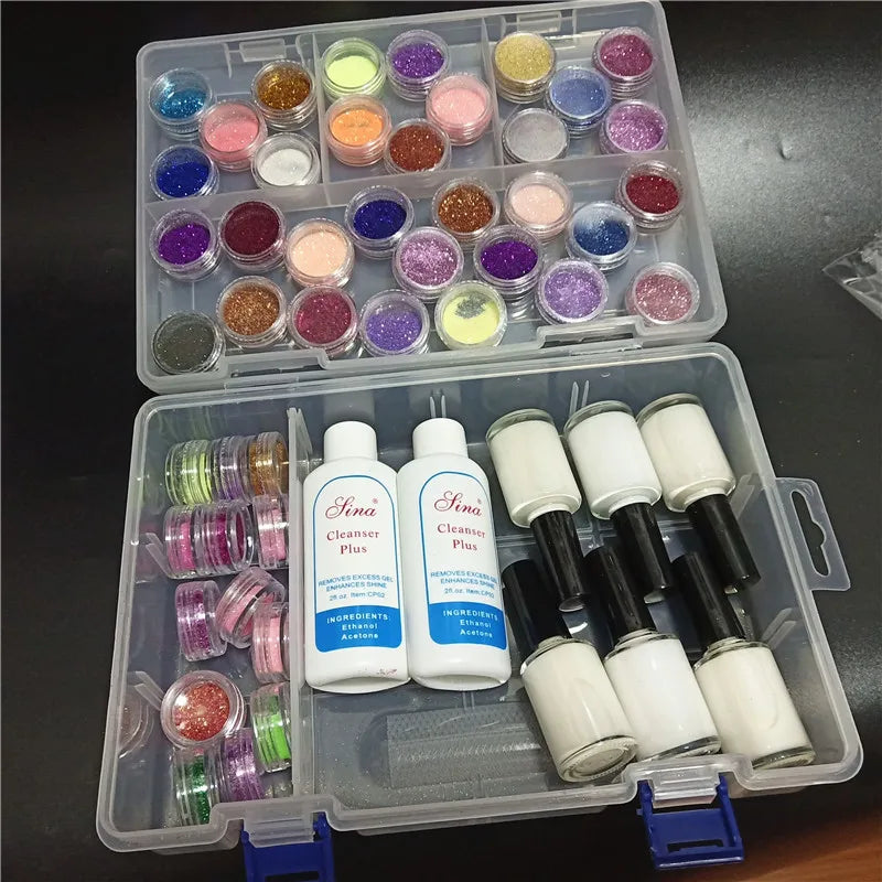 24/45 Color Powder Shimmer Glitter Kit For Temporary Tattoo Body Kids Face DIY Nail Art Decorate Phone - Sun Studio