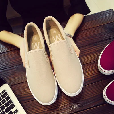 Shenxuanny New  Korean canvas shoes men's slip-on shoes white summer breathable casual shoes trend student sports shoes - Sun Studio