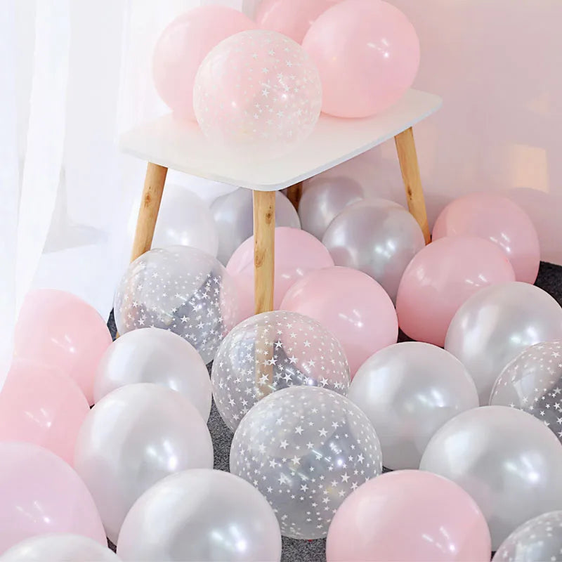 20pcs 12 inch Latex Balloon Set Star Clear Pink Gold Balloons Wedding Decoration Baby Shower Birthday Party Supplies Home Decor - Sun Studio