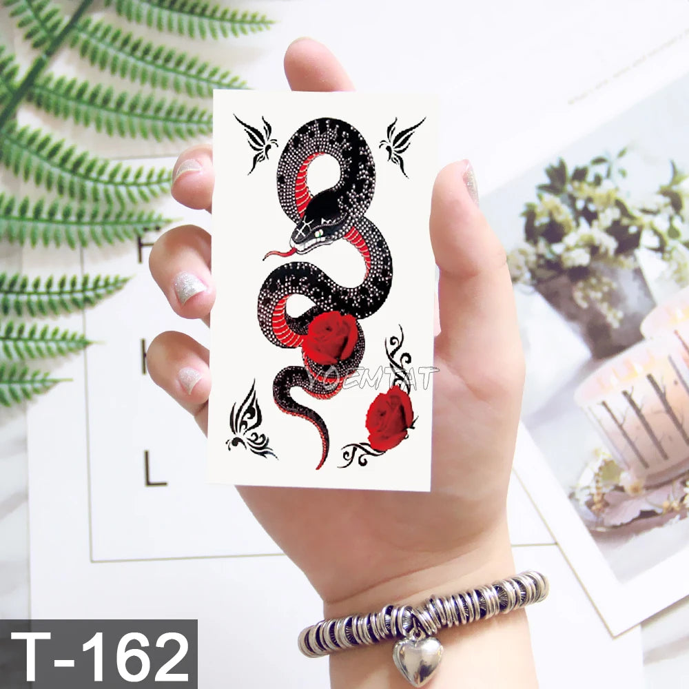 3D Temporary Tattoo Animal Blue Tiger Snake Moth For Boy Girl Children Tattoo Sticker Kids Watercolor Tatto Arm Art - Sun Studio